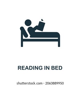 Reading In Bed Icon. Monochrome Sign From Hospital Regime Collection. Creative Reading In Bed Icon Illustration For Web Design, Infographics And More