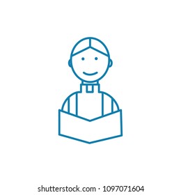 Reading bible linear icon concept. Reading bible line vector sign, symbol, illustration.