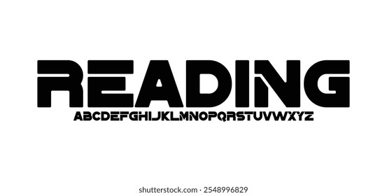 Reading, bold modern sporty typography alphabet font. vector illustration design