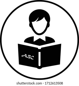 Reading book black icon, studying, reader