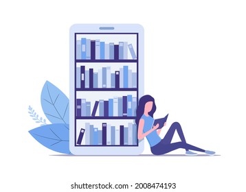 Reading book concept. Colored flat vector illustration. Isolated on white background.