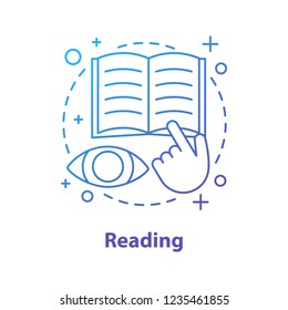 Reading book concept icon. Literature. Education idea thin line illustration. Vector isolated outline drawing