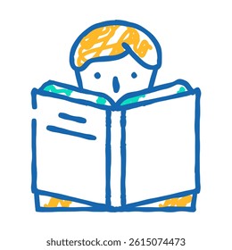 reading book doodle icon sketch vector. reading book sign. isolated symbol illustration