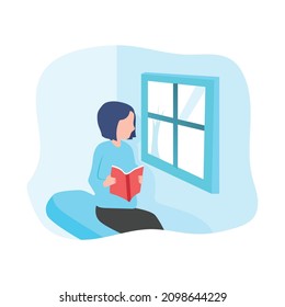 Reading Book flach illustration design