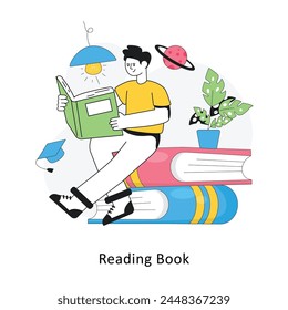 Reading Book Flat Style Design Vector illustration. Stock illustration