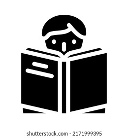 reading book glyph icon vector. reading book sign. isolated symbol illustration