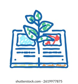 reading book for growing knowledge doodle icon sketch vector. reading book for growing knowledge sign. isolated symbol illustration