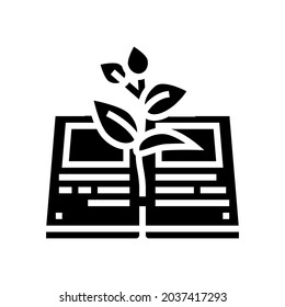 reading book for growing knowledge glyph icon vector. reading book for growing knowledge sign. isolated contour symbol black illustration