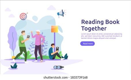 reading book habit. spend time at home during quarantine concept. vector illustration template for web landing page, banner, presentation, social, festival poster, ad, promotion or print media