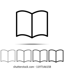 reading, book icon in different shapes, thickness. Simple outline vector of web for UI and UX, website or mobile application