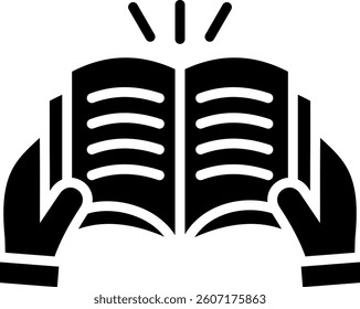 Reading Book Icon Glyph Vector Illustration
