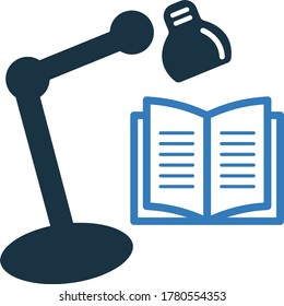 Reading book icon with table light