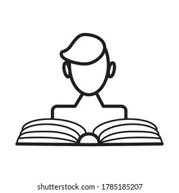 Reading book icon vector. Blog, blogging sign. Universal writer, copy writing icon to use in web and mobile UI in outline style. Literature, library illustrtion.