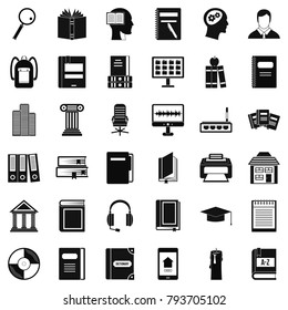 Reading book icons set. Simple style of 36 reading book vector icons for web isolated on white background