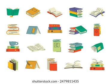 Reading Book Illustration Element Set