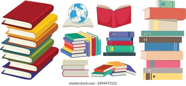 Reading book illustration element set