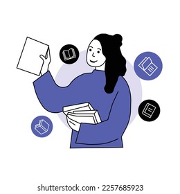 Reading Book Illustration trendy vector files