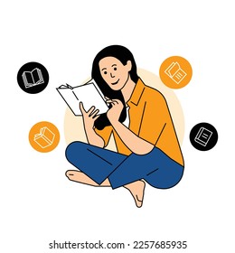 Reading Book Illustration trendy vector files