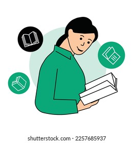 Reading Book Illustration trendy vector files