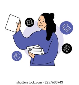 Reading Book Illustration trendy vector files