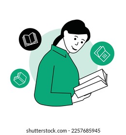 Reading Book Illustration trendy vector files