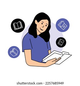 Reading Book Illustration trendy vector files