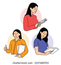 Reading Book Illustration trendy vector files
