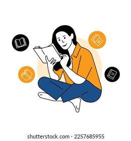 Reading Book Illustration trendy vector files