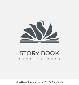 Reading book And Initial Letter S Logo. Silhouette of an open book with flying pages. Usable for Business, online course, bookstore and Education brand. Flat Vector emblem Design Template Element.