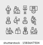 Reading Book For Kids Person Learning Vector Line Icons