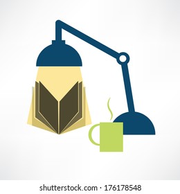 reading book with a lamp