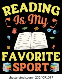 Reading book library typography vector tshirt design