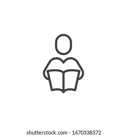 Reading Book line icon. linear style sign for mobile concept and web design. Man with book outline vector icon. Knowledge symbol, logo illustration. Vector graphics