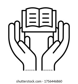 Reading book line icon vector