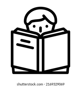 vector de icono de línea de libro de lectura. cartel del libro de lectura. símbolo de contorno aislado ilustración negra