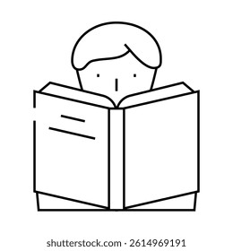 reading book line icon vector. reading book sign. isolated contour symbol black illustration