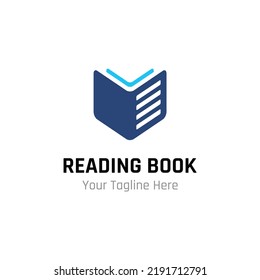 Reading Book Logo Blue Color