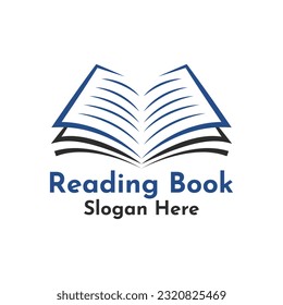 Plantilla de diseño de logotipo de libro de lectura