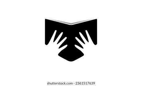 reading book logo, hands holding an open book