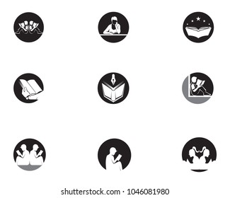  Reading Book logo and symbols Silhouette Illustration