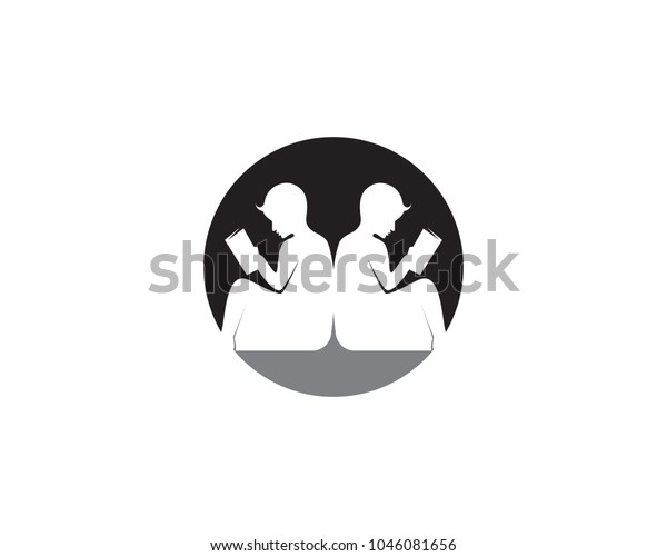 Reading Book Logo Symbols Silhouette Illustration Vector De Stock