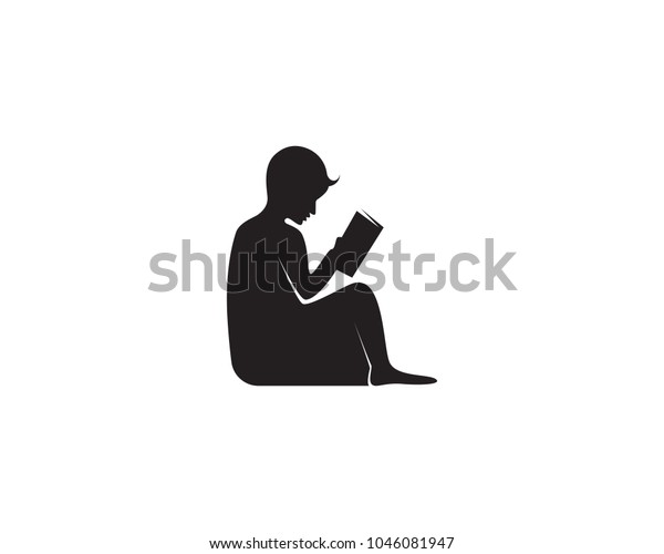 Reading Book Logo Symbols Silhouette Illustration Stock Vector Royalty