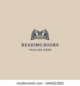 Diseño de plantillas de logotipo de libro de lectura en ilustración vectorial