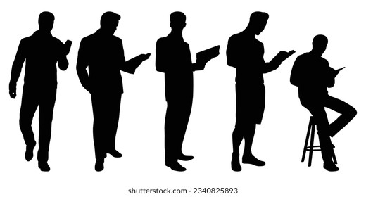 Reading Book man Silhouettes Vector illustration