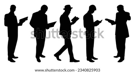 Reading Book man Silhouettes Vector illustration