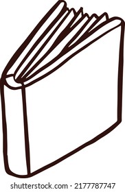 Reading book, notepad line monochrome illustration vector
