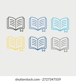 Conjunto de iconos de contorno de libro de lectura Vector.
