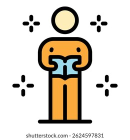 Reading book skill icon. Outline reading book skill vector icon color flat isolated