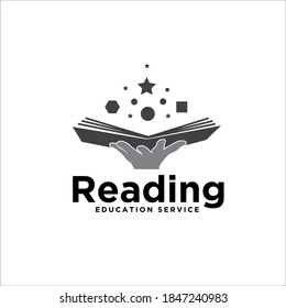 reading book with star and inspiration idea for education logo