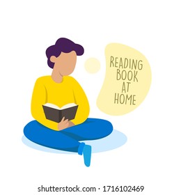 Reading book and study during corona virus outbreak concept, male reading book novels from home.